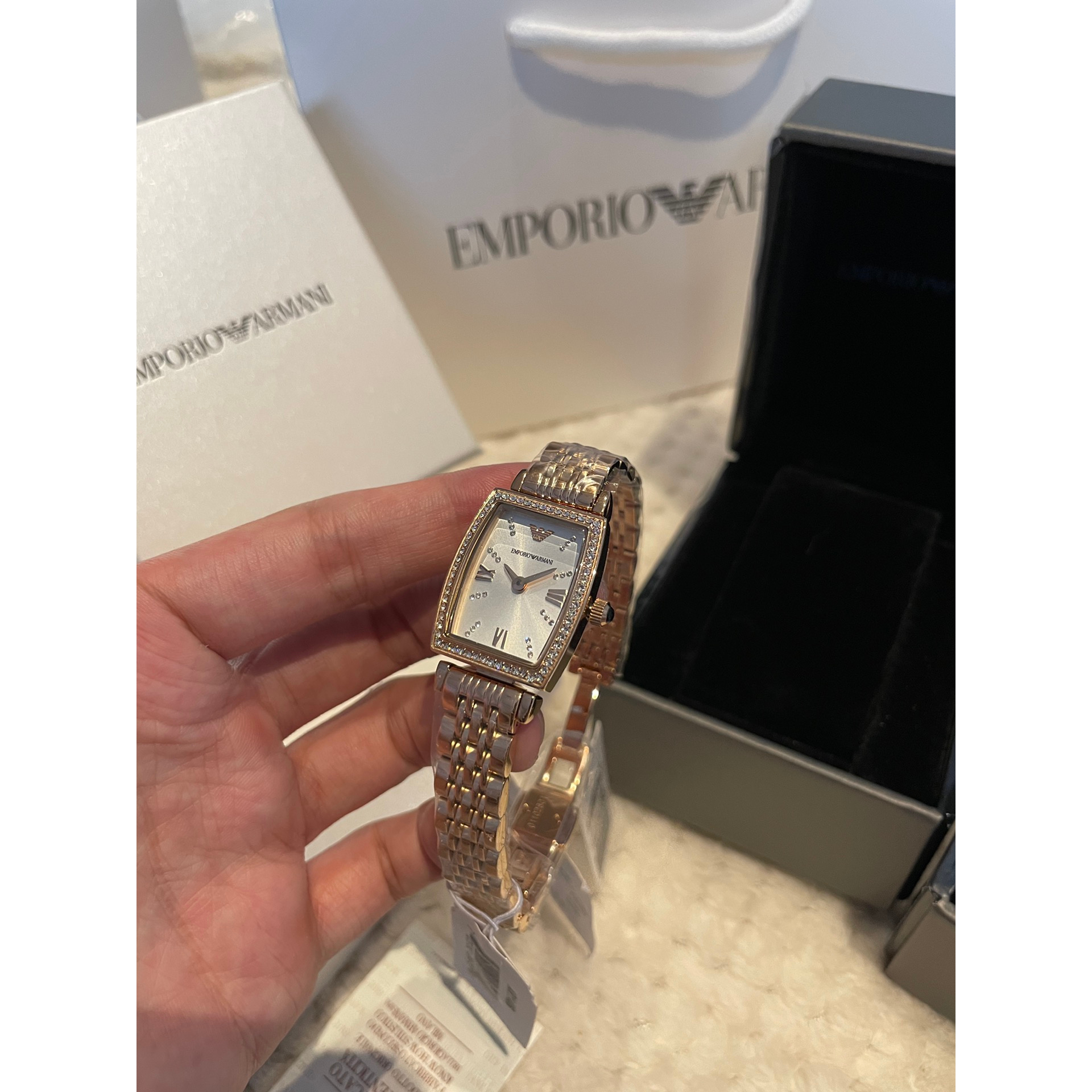 Armani woman's crystal-encrusted quartz watch AR11405 AR11406 - 26mm minimalist fashion watch
