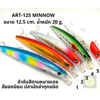 เหยื่อปลอม งานชายฝั่ง PREMIUM SERIES. ART-125 12.5ซม. 20กรัม(สีที่นิยมมากที่สุด) ตัวเบ็ดVMC คมแข็ง แอคชั่นสบัดสวยงาม