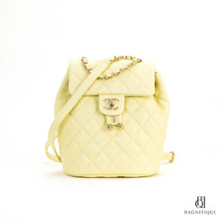 NEW CHANEL BACKPACK 7 YELLOW CASSAVA CAVIAR GHW