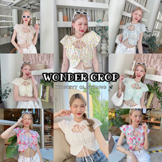 งานSale ✅ WONDER CROP ♡ มี11ลาย ครอปแขนสั้นผูกคอ เว้าช่วงอก