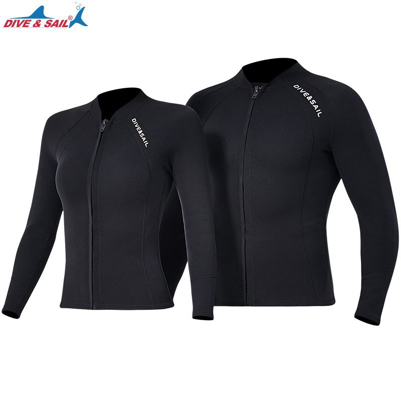 Dive&Sail  Wet suit for scuba diving 2 mm. เวทสูท หนา 2 mm Top ส่วนบน สีดำล้วน