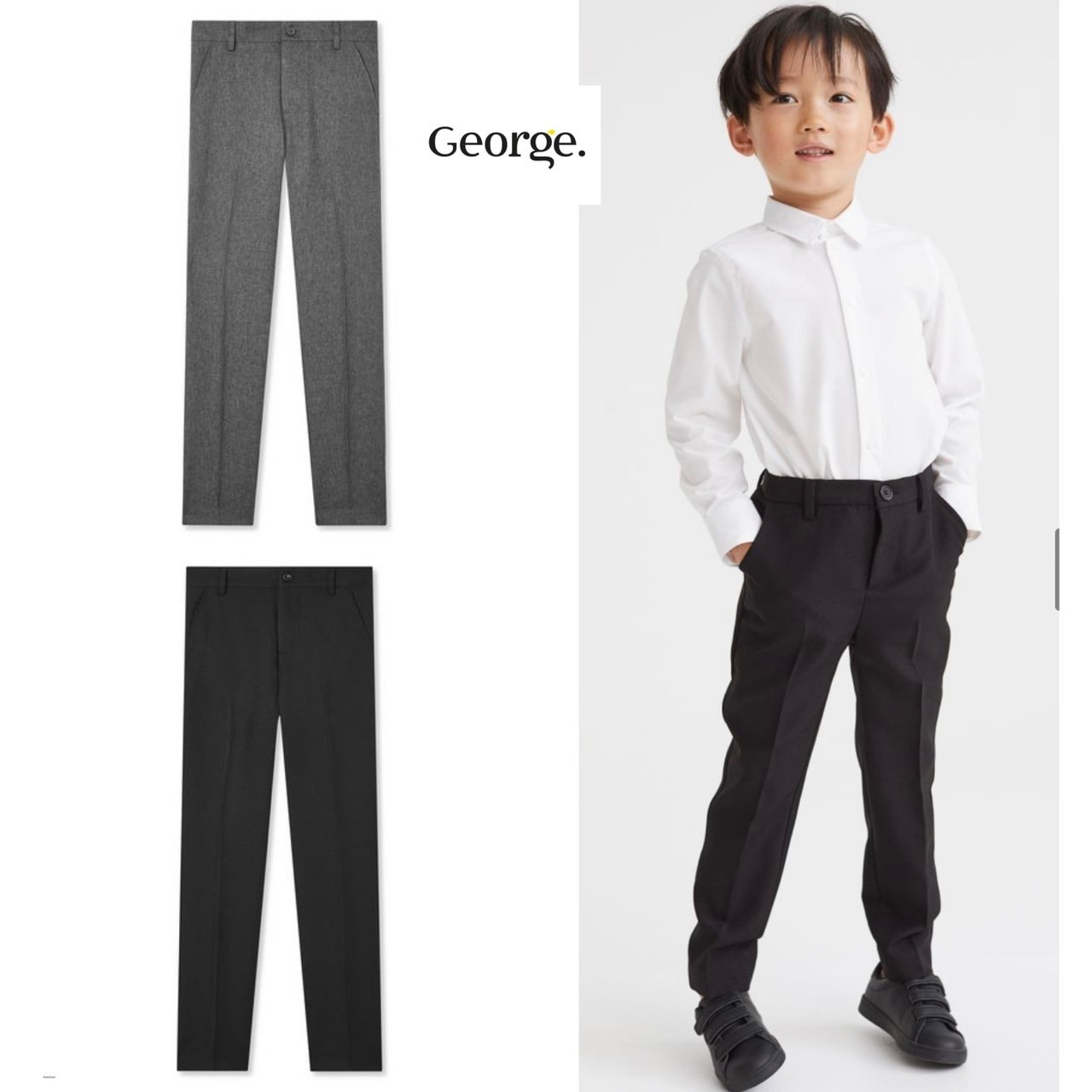 GQ215 กางเกงสีดำเด็ก ขากระบอก George กางเกงใส่คู่กับเสื้อสูท กางเกงออกงานเด็กชาย ขนาด7ขวบ พร้อมส่ง