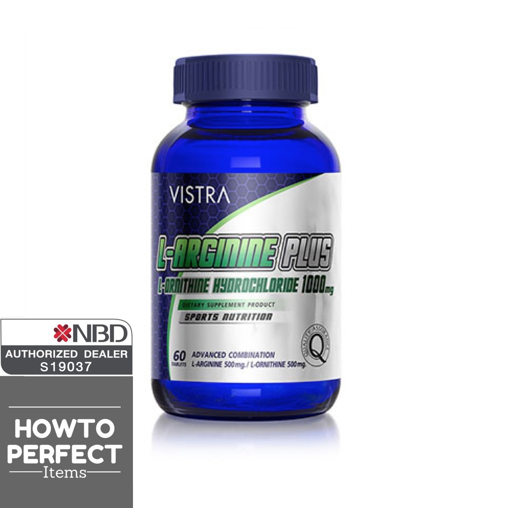 VISTRA Sports L-ARGININE & L-ORNITHINE แอล-อาร์จินีน (60 เม็ด)