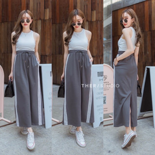 🌈🌿🌸🌺🌼🤎🧡🇰🇷 Cotton Rim Stripe Long Skirt