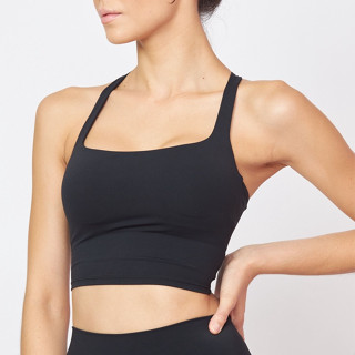 [Peaches active] Luxeflex Box Crop Top (Mist) - สปอร์ตบราดำ / ชุดชั้นในออกกำลังกาย บราไขว้หลัง