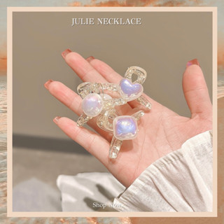 JULIE NECKLACE [ส่งไว🔥+โค้ดส่วนลด] กิ๊บลูกปัด รูปหัวใจ สี่เหลี่ยม กลม 🪸 กิ๊บลูกปัดไข่มุก พร๊อพไปทะเล กิ๊บติดผม