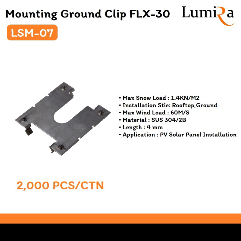 SOLAR DROUBD PLATE MOUNTING GROUND CILP FLX-30 รุ่น LSM-07 (1 แพค/10ชิ้น)