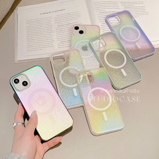 Magsef hologram LYDIY ผิวด้าน ขอบสี กันรอยนิ้วมือ เคสสำหรับ รุ่น11-14 14pro 14promax