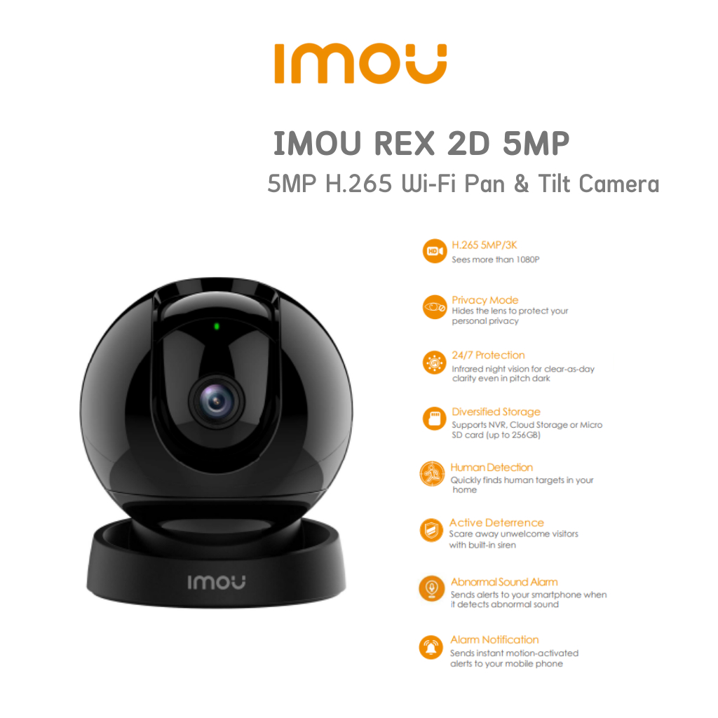 IMOU Rex 2D 5MP Wi-Fi Camera ครอบคลุม 355° สามารถพูดคุยได้สองทิศทางและSmart Tracking กล้องสำหรับภายใน
