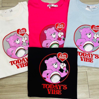 พร้อมส่ง เสื้อยืดงานป้าย เสื้อยืด แคแบร์ carebear น่ารักมาก ฟรีไซส์ อก44-46”