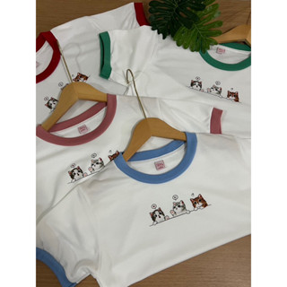 เสื้อครอปแขนกุ้นแต่งสี