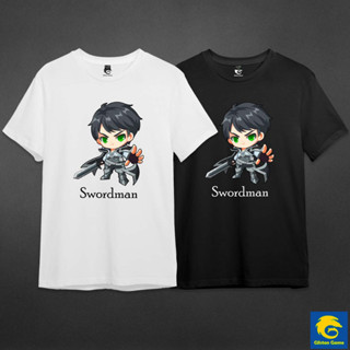 เสื้อยืดเกมเมอร์ แขนสั้น คอกลม ลาย Swordman ผ้า Cotton 100% เกรดพรีเมี่ยม แบรนด์ Glisten Game