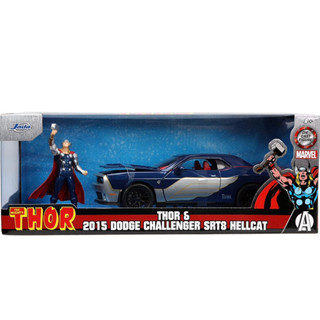 โมเดลรถเหล็ก 1/24 Thor &amp; 2015 Dodge Challenger SRT8 Hellcat [JADA]