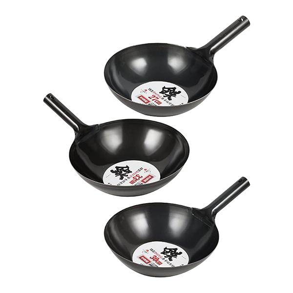 PEARL METAL Wok Black Made of Iron IH Compatible Flat Bottom Beijing Pot 27cm/ 30cm/ 33cm
