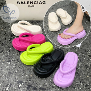SUNBALEE รองเท้าหูหนีบ รองเท้าหูคีบสีพื้น รองเท้าแตะเสริมส้นสูง สีสันสดใส เบา นิ่ม ใส่สบาย D-62
