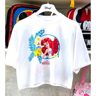 เสื้อครอป ลาย The little mermaid สีขาว (TMC-001)