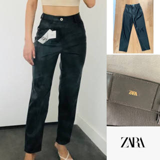 Zara Faux Leather Mom Fit Pants Size38 กางเกงหนัง ป้ายทอง 23/136