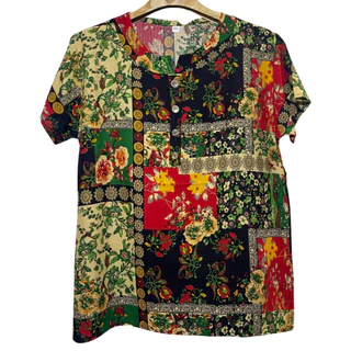 เสื้อผู้ใหญ่คอกลม เสื้อคอกลมพิมพ์ลาย ผ้าพริ้วเนื้อผ้าเบาใส่สบาย