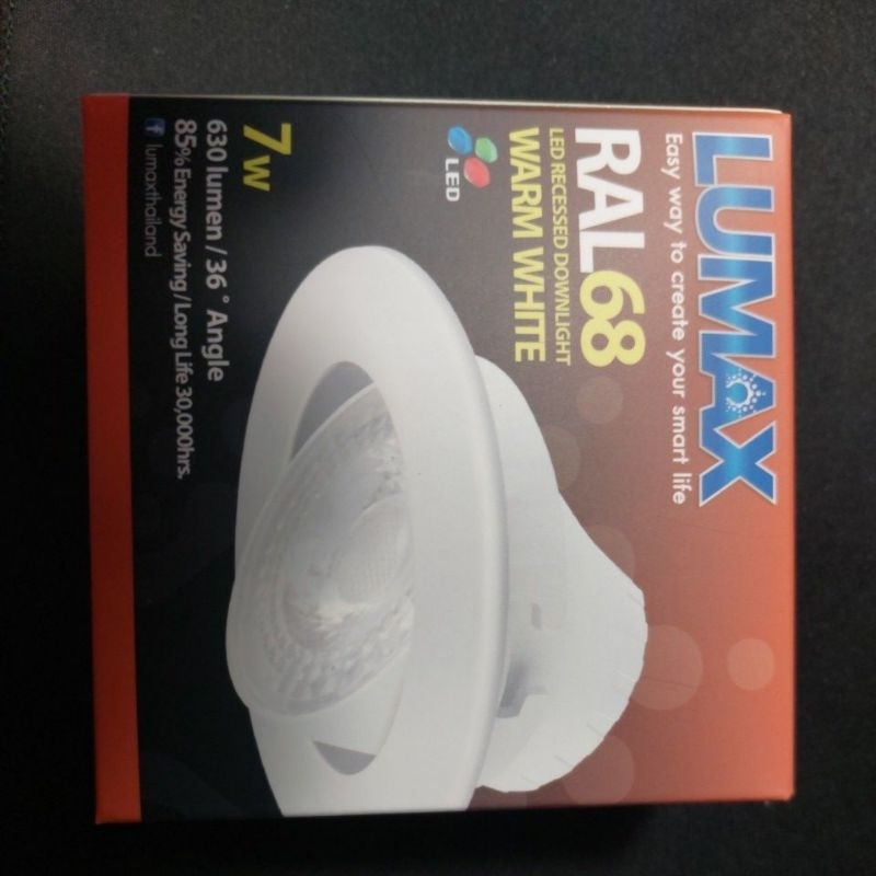 โคมไฟ LED Downlight LUMAX RAL 68 ขนาด 80 mm ขนาด 7 W สี Warm white