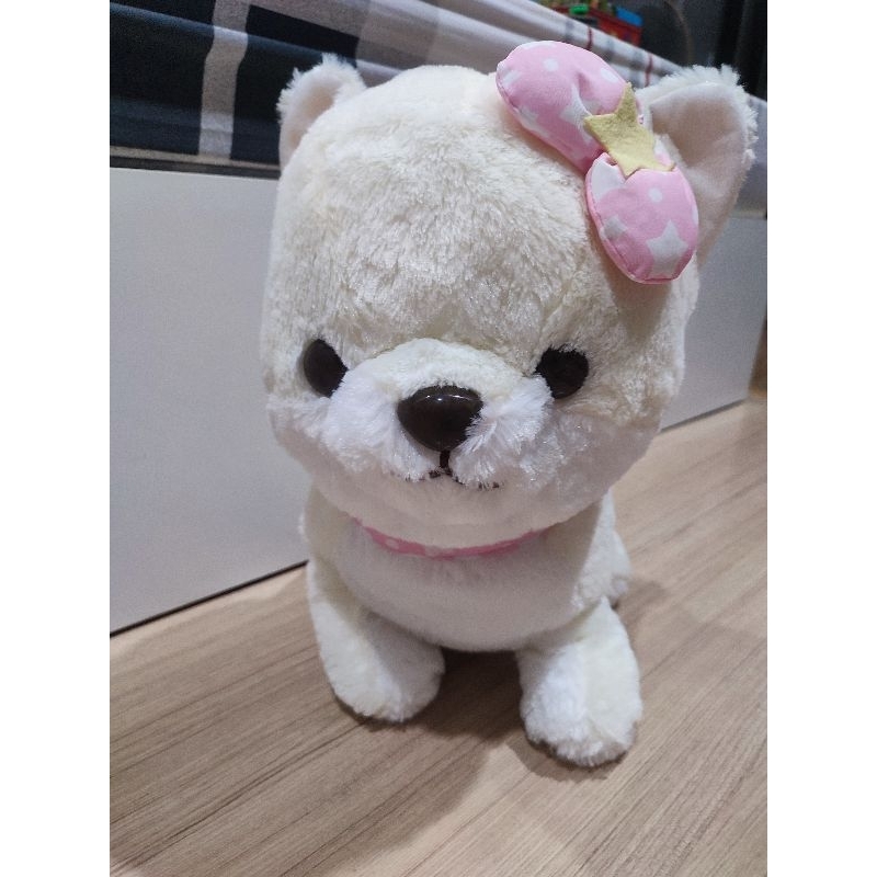 ตุ๊กตาหมาชิบะ  สีครีม โบว์ชมพู size ใหญ่ สูงประมาณ 16 นิ้ว ชิบะ Shiba หมา amuse หมาตัวใหญ่
