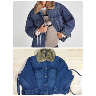 Zara jean jacket with fur