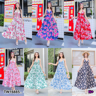 👗Pfashion [ส่งไว!!🚛] P16885 เดรส แขนกุด มีสายผูกคล้องคอ และสายผูกหลัง..