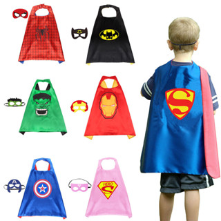 ผ้าคลุม หน้ากาก สไปเดอร์แมน แบทแมน แฟลช ซุปเปอร์ฮีโร่ เด็ก Spiderman Batman Hulk Flash Cape Mask / Super Hero Costume