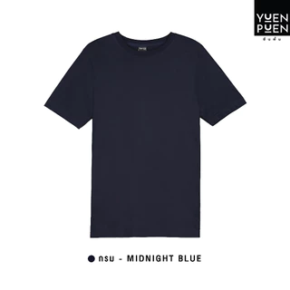 YuenPuen เสื้อยืดคอกลม สีกรมท่า ยืนพื้น ไม่ยืด ไม่ย้วย ไม่ต้องรีด สีพื้น เนื้อผ้านุ่มใส่สบาย