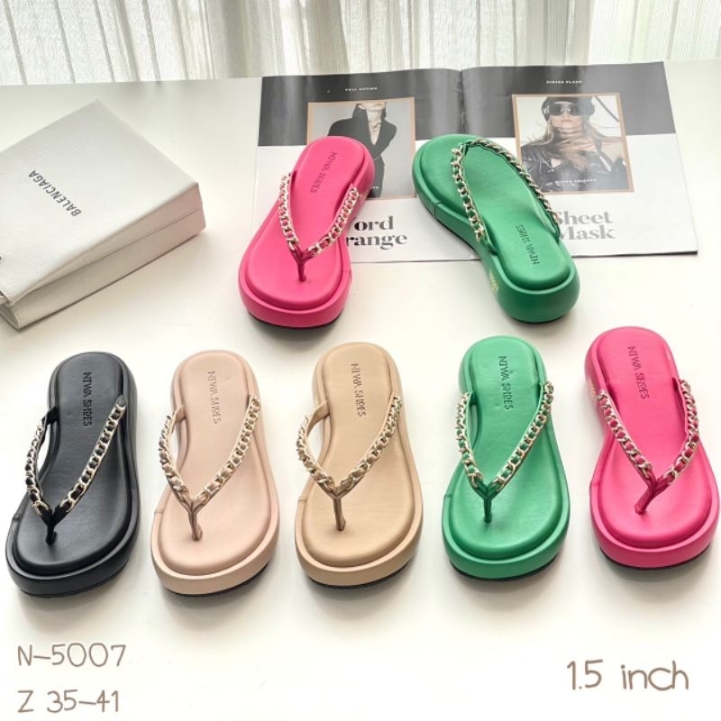 รองเท้าส้นโฟม รองเท้าแตะ รองเท้าเสริมส้น 1.5 นิ้ว N-5007