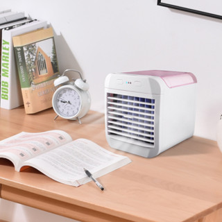 Joy Live เครื่องปรับอากาศแบบพกพาพัดลมระบายความร้อนขนาดเล็ก Air Cooler 3 Wind Speed ​​Desktop USB Powered Humidifier Night Light Fan