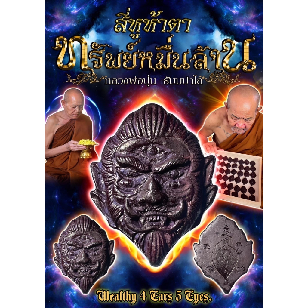 สี่หูห้าตาทรัพย์หมื่นล้าน, หลวงพ่อปุ่น ธัมมปาโล, วัดป่าบ้านสังข์, จังหวัดร้อยเอ็ด Wealthy 4 Ears 5 E