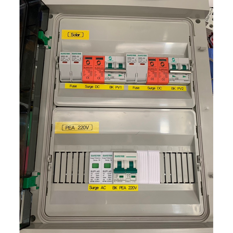 ตู้คอมบายเนอร์  On GridหรือOff Grid  Combiner Box 2 String 3-6 K 1 Phase