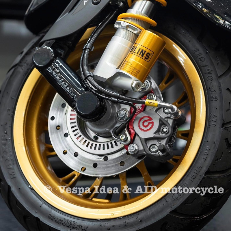 จับปั๊ม ขาจับปั๊ม​ อแดปเตอร์ Tony Scooter เบรคหน้า Brembo 2Pot 84mm. สำหรับ Vespa Sprint/ Primavera จาน 200mm.