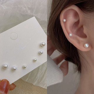 Jolie💞 | Round pearl earrings set ต่างหูมุก ต่างหูเซ็ท