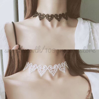 ⭐️CHOKER⭐️โชกเกอร์ สร้อยคอลูกไม้ลายหัวใจ แฟชั่นสไล์เกาหลี เครื่องประดับสำหรับผู้หญิง