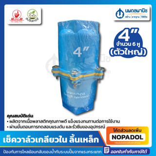 เช็ควาล์วเกลียวใน 4 นิ้ว ลิ้นเหล็ก 6 หู สีฟ้า | 4^ ตัวใหญ่ ป้องกันน้ำตีกลับ PVC ทางเดียว วาล์วกันน้ำย้อน