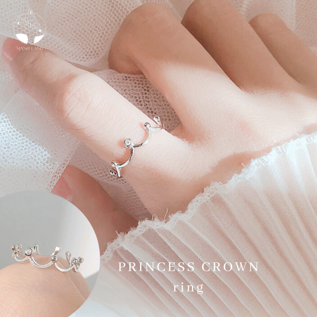 MNL💗PRINCESS CROWN RING แหวนเจ้าหญิงสไตล์มินิมอล เครื่องประดับแฟชั่น ผู้หญิง เงินแท้ เกาหลี ใส่ทุกวัน ของขวัญ ครบรอบ