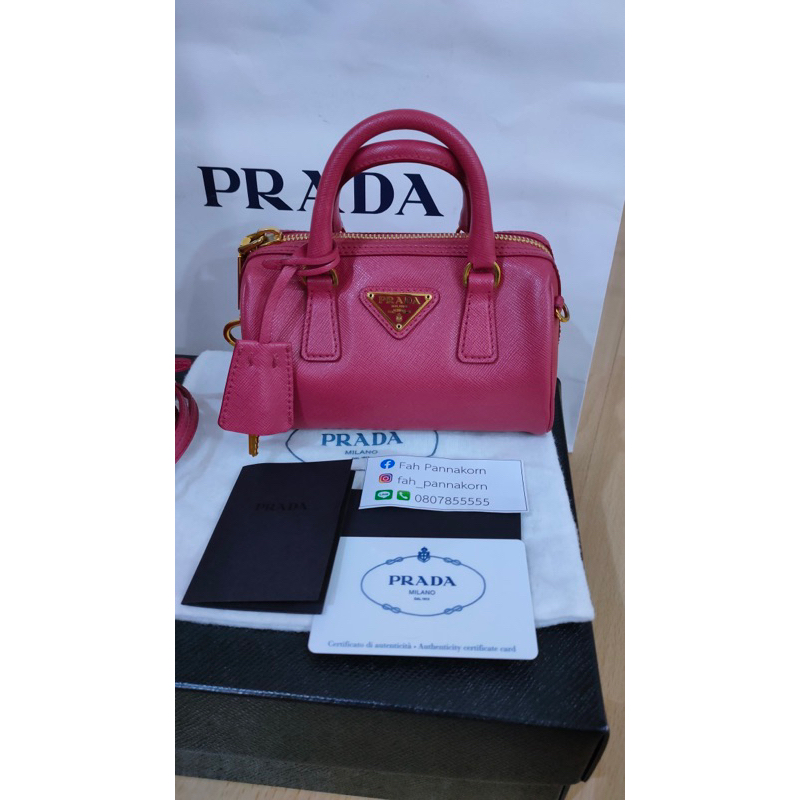 (ขายแล้วค่ะ)used in good con PRADA Saffiano mini สี Peonia Y14