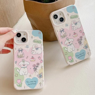 ❤️ส่งของขวัญ❤️ เคสไอโฟน 11 12 13 14 Pro Max การ์ตูน น่ารัก ความสุข ลูกสุนัข ความนิยม สไตล์คู่รัก Case for iPhoneป้องกันก