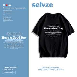 SELVZE （พร้อมส่งจากกทม มาถึงใน 3วัน）เรียบง่าย พิมพ์ลาย เสื้อยืดขาวผู้หญิง 2023 ดูดเหงื่อ ระบายบรรยากาศได้ ไมโครยืดหยุ่น T0007