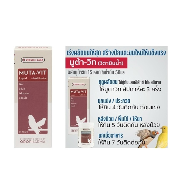 Muta-Vit ชนิดน้ำ ผลัดขน สร้างขนขึ้นมาใหม่ให้สวยงาม 10 ml.