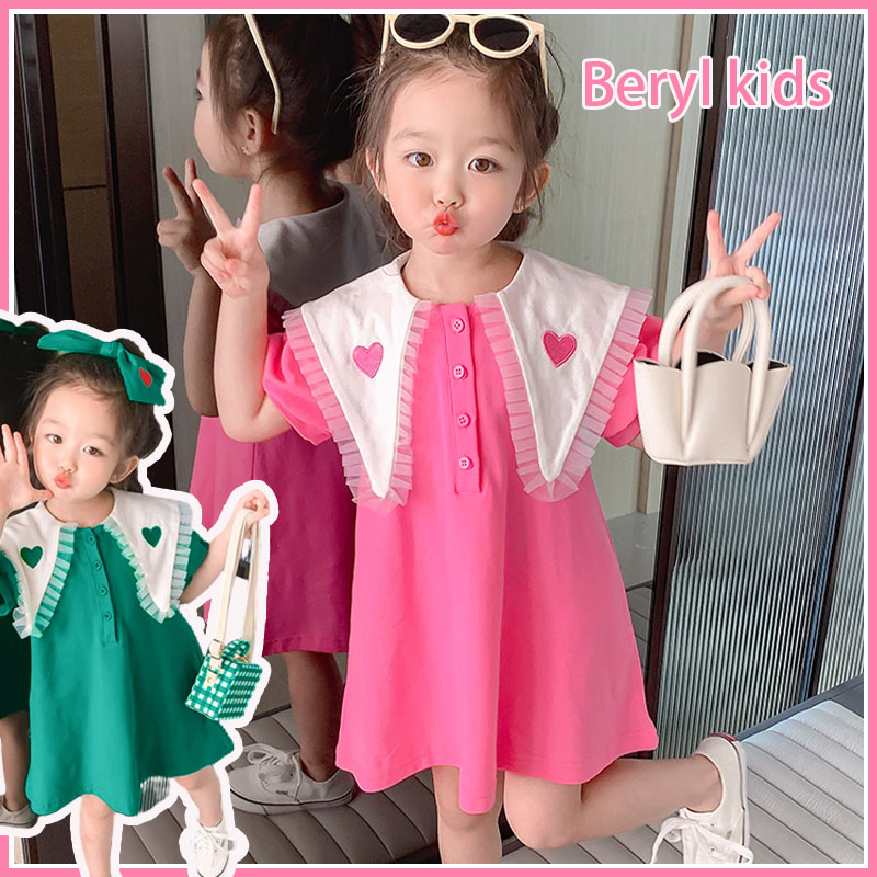 Beryl kids เสื้อผ้าเด็กผญ ชุดเด็กผู้หญิง ชุดเดรสแขนพองสำหรับเด็กผู้หญิง ชุดเดรสน่ารักหวาน อายุ 1-7 ปี