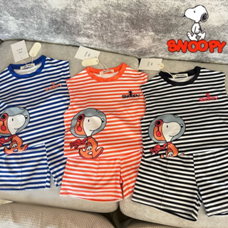 ชุดเซ็ทเสื้อกล้ามลายขวาง งานพิมพ์ลาย Snoopy ผ้าคอตตอนนิ่ม