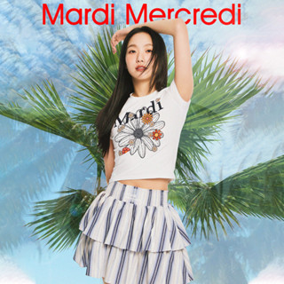 MARDI MERCREDI  CROPPED TSHIRT FLOWERMARDI BLOSSOM_WHITE NAVY  direct shipiing from korea