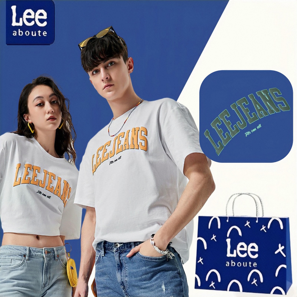 Lee® เสื้อยืดคอกลมแขนสั้น สไตล์พื้นฐาน#LEE JEDNS ไซส์ใหญเสื้อยืดชายผู้หญิง เสื้อยืดผ้าฝ้ายคู่รัก # ส