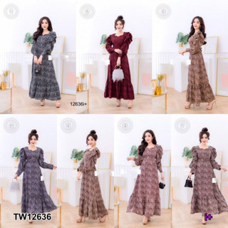 👗Pfashion [ส่งไว!!🚛] P12636 เดรสยาวลายเสือผูกเอว