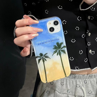 🌈Langton🌸the summer coconut tree iphone 11 14 pro max TPU Soft Clear Jelly Airbag Case for iPhone 12 13