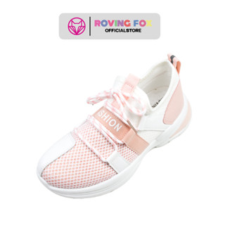 [ Rovingfox sneaker ] รองเท้าผ้าใบผู้หญิง รุ่น RF1976 สี ขาว,ชมพู