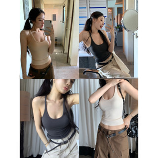 Cicishop(J358)สายเดี่ยวคอกลมผ้าร่องเล็กเข้าทรงสวยมากหุ่นเพีย…