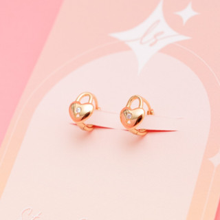 LELISA - Heart Locket Earring - ต่างหูประดับคริสตัลสุดหรู - สี Pinkgold - สแตนเลสแท้